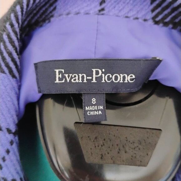 Evan-Picone Black Purple Checkered Blazer Size 8 - Picture 9 of 10